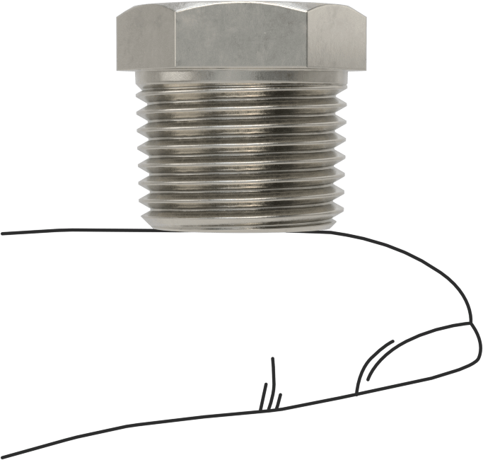 Erkek-Dişi Altıgen Dişli Adaptör, Delikli, 316 Paslanmaz Çelik, 3/8 NPT Erkek, 3/8"-16 Dişli Dişi