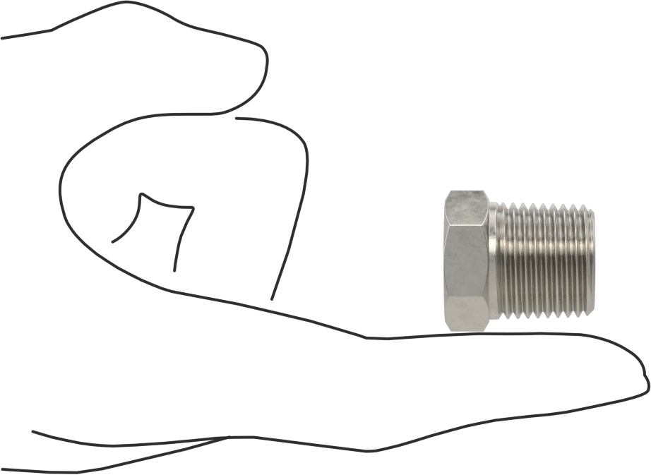 Erkek-Dişi Altıgen Dişli Adaptör, Delikli, 316 Paslanmaz Çelik, 1/2 NPT Erkek, 3/8"-16 Dişli Dişi