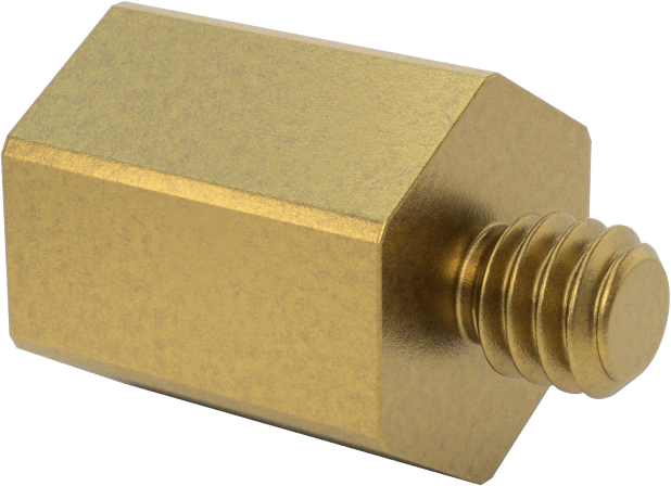 Erkek-Dişi Altıgen Dişli Adaptör, Pirinç, 1/4“-20 Erkek Diş x 3/8”-16 Dişi Diş