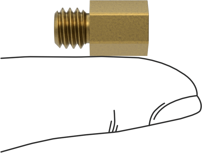 Erkek-Dişi Altıgen Dişli Adaptör, Pirinç, 5/16“-18 Dişi Diş x 1/4”-20 Dişi Diş