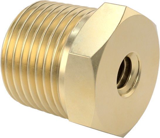 Erkek-Dişi Altıgen Dişli Adaptör, Delikli, Pirinç, 3/8 NPT Erkek, 1/4"-20 Diş Dişi