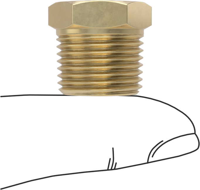 Erkek-Dişi Altıgen Dişli Adaptör, Delikli, Pirinç, 3/8 NPT Erkek, 1/4"-20 Diş Dişi