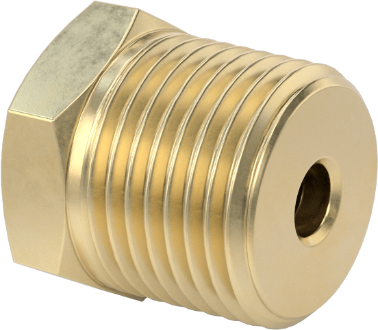 Erkek-Dişi Altıgen Dişli Adaptör, Delikli, Pirinç, 3/8 NPT Erkek, 1/4"-20 Diş Dişi