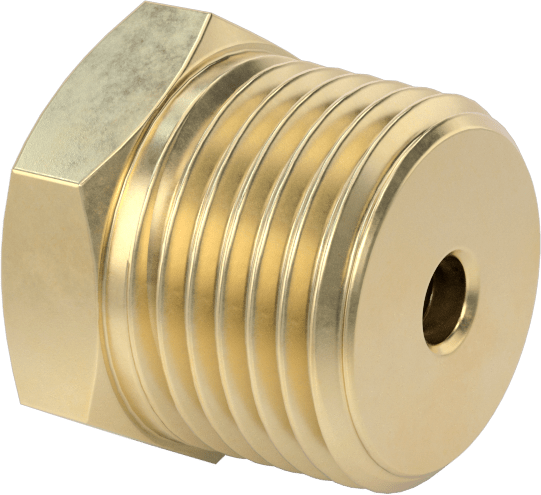 Erkek-Dişi Altıgen Dişli Adaptör, Delikli, Pirinç, 1/2 NPT Erkek, 1/4"-20 Diş Dişi
