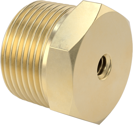 Erkek-Dişi Altıgen Dişli Adaptör, Delikli, Pirinç, 3/4 NPT Erkek, 1/4"-20 Diş Dişi