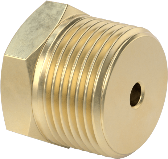 Erkek-Dişi Altıgen Dişli Adaptör, Delikli, Pirinç, 3/4 NPT Erkek, 1/4"-20 Diş Dişi