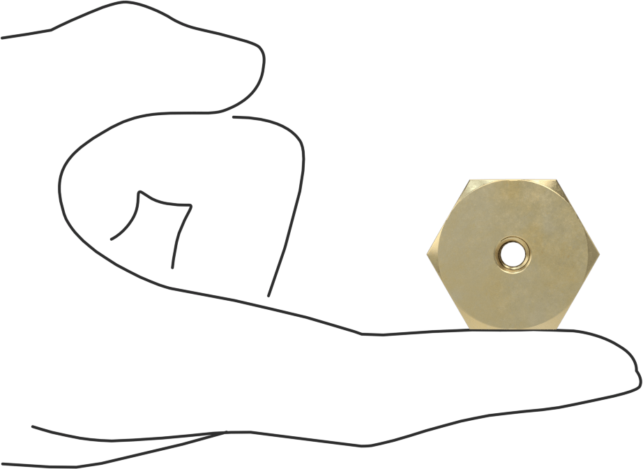 Erkek-Dişi Altıgen Dişli Adaptör, Delikli, Pirinç, 3/4 NPT Erkek, 1/4"-20 Diş Dişi