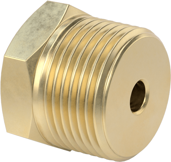 Erkek-Dişi Altıgen Dişli Adaptör, Delikli, Pirinç, 3/4 NPT Erkek, 5/16"-18 Dişli Dişi