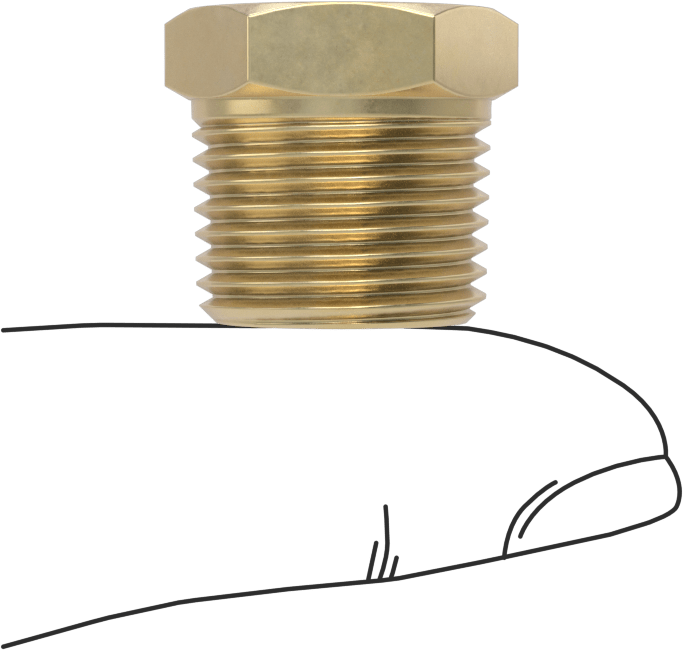 Erkek-Dişi Altıgen Dişli Adaptör, Delikli, Pirinç, 3/8 NPT Erkek, 3/8"-16 Dişli Dişi