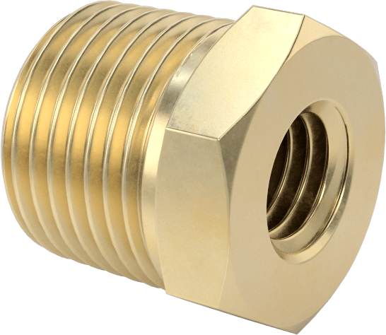 Erkek-Dişi Altıgen Dişli Adaptör, Delikli, Pirinç, 3/8 NPT Erkek, 3/8"-16 Dişli Dişi