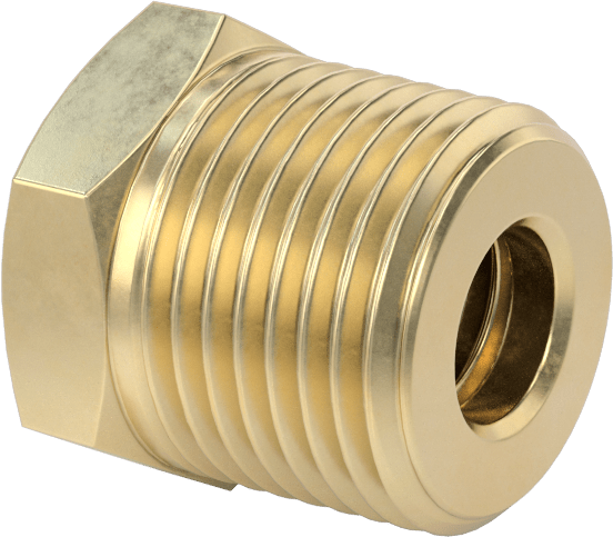 Erkek-Dişi Altıgen Dişli Adaptör, Delikli, Pirinç, 3/8 NPT Erkek, 3/8"-16 Dişli Dişi