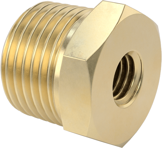 Erkek-Dişi Altıgen Dişli Adaptör, Delikli, Pirinç, 1/2 NPT Erkek, 3/8"-16 Dişli Dişi