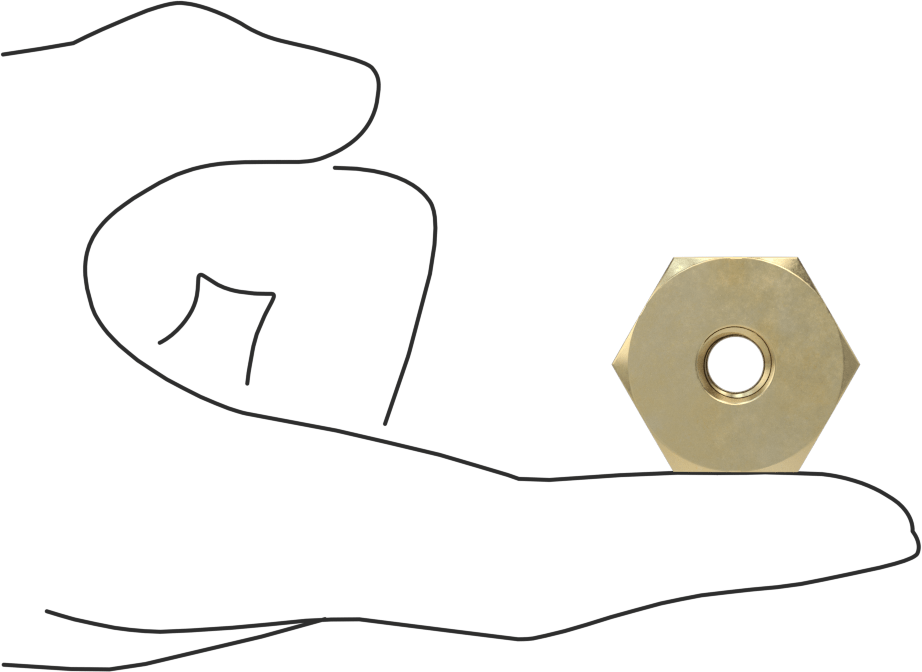 Erkek-Dişi Altıgen Dişli Adaptör, Delikli, Pirinç, 3/4 NPT Erkek, 3/8"-16 Dişli Dişi