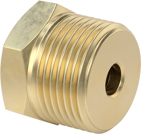 Erkek-Dişi Altıgen Dişli Adaptör, Delikli, Pirinç, 3/4 NPT Erkek, 3/8"-16 Dişli Dişi