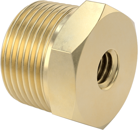 Erkek-Dişi Altıgen Dişli Adaptör, Delikli, Pirinç, 3/4 NPT Erkek, 3/8"-16 Dişli Dişi