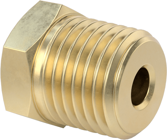 Erkek-Dişi Altıgen Dişli Adaptör, Delikli, Pirinç, 1/4 NPT Erkek, 1/4"-20 Diş Dişi