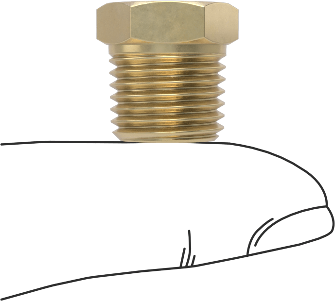 Erkek-Dişi Altıgen Dişli Adaptör, Delikli, Pirinç, 1/4 NPT Erkek, 1/4"-20 Diş Dişi
