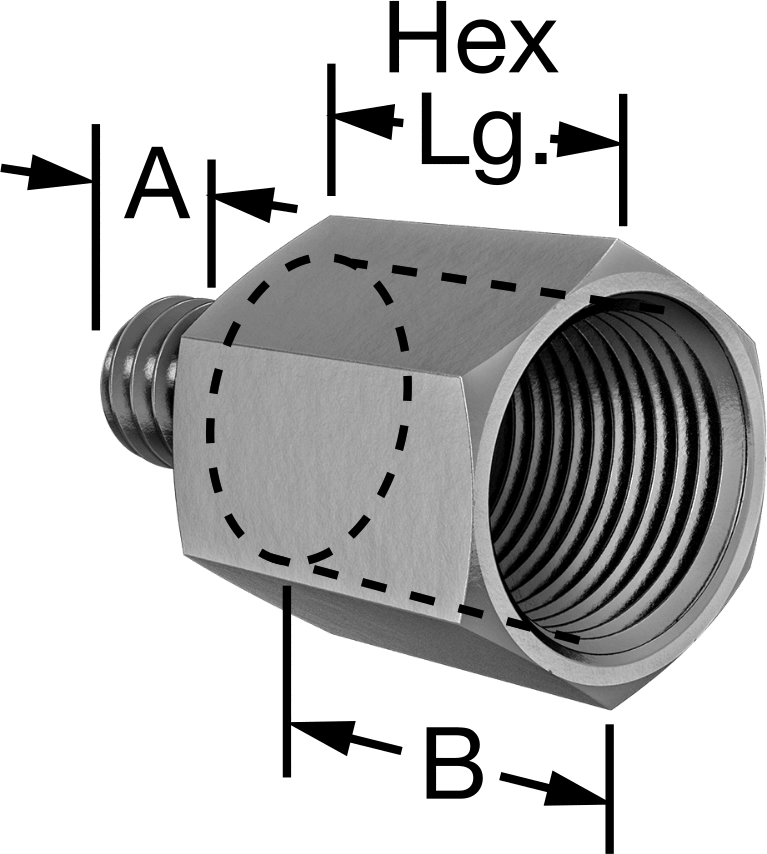 Erkek-Dişi Altıgen Dişli Adaptör, 1/4"-20 Dişli Erkek - 1/4 NPT Dişi