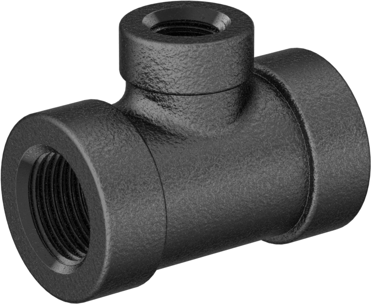 Orta Basınçlı Demir Boru Bağlantı Parçası, Hat Üstü T Redüktör, 1/2 x 1/4 NPT Dişi