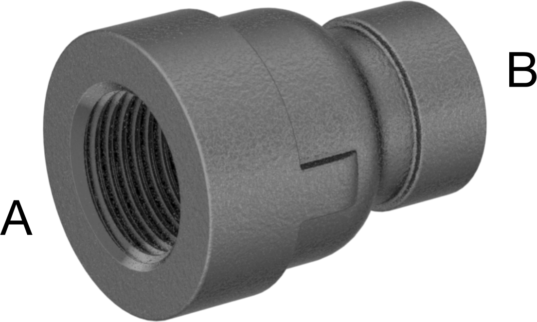 Orta Basınçlı Demir Boru Bağlantı Parçası, Düz Redüktör, 1/2 x 1/4 NPT Dişi