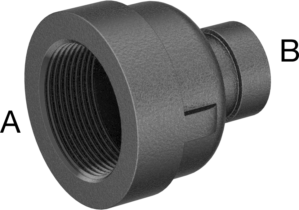 Orta Basınçlı Demir Boru Bağlantı Parçası, Düz Redüktör, 1-1/2 x 1/2 NPT Dişi