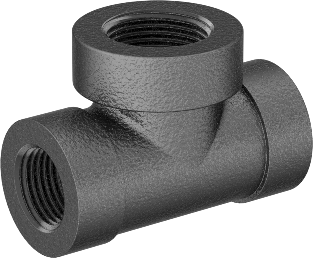 Orta Basınçlı Demir Boru Bağlantı Parçası, Hat Üstü T Redüktör, 1/2 x 3/4 NPT Dişi
