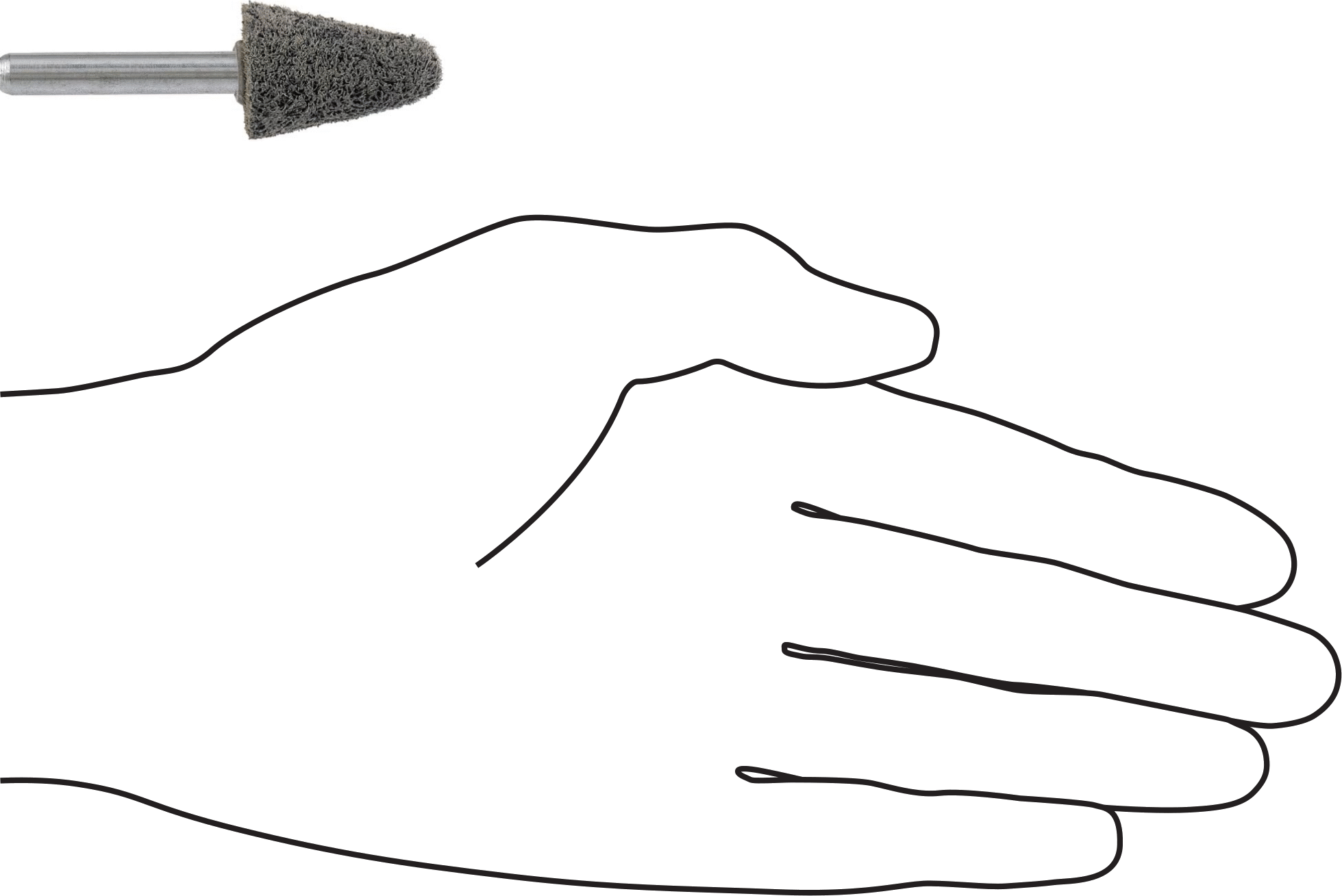 Naylon Örgü Yastıklı Zımpara Ucu, 1/4“ Çap x 1-1/2” Uzunlukta Şaft, Şekil No. A5, İnce Sınıf