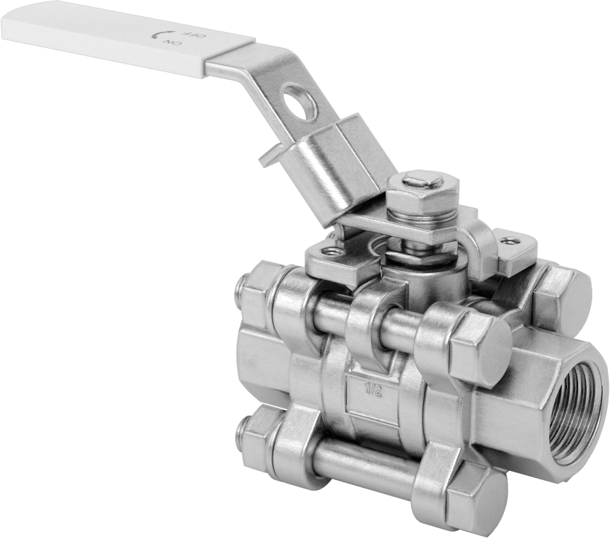 316 Paslanmaz Çelik Kolay Bakımlı Açma/Kapama Valfi, Kilitlenebilir Tutamak ile, PTFE Yuvası, 1/2 NPT Dişi
