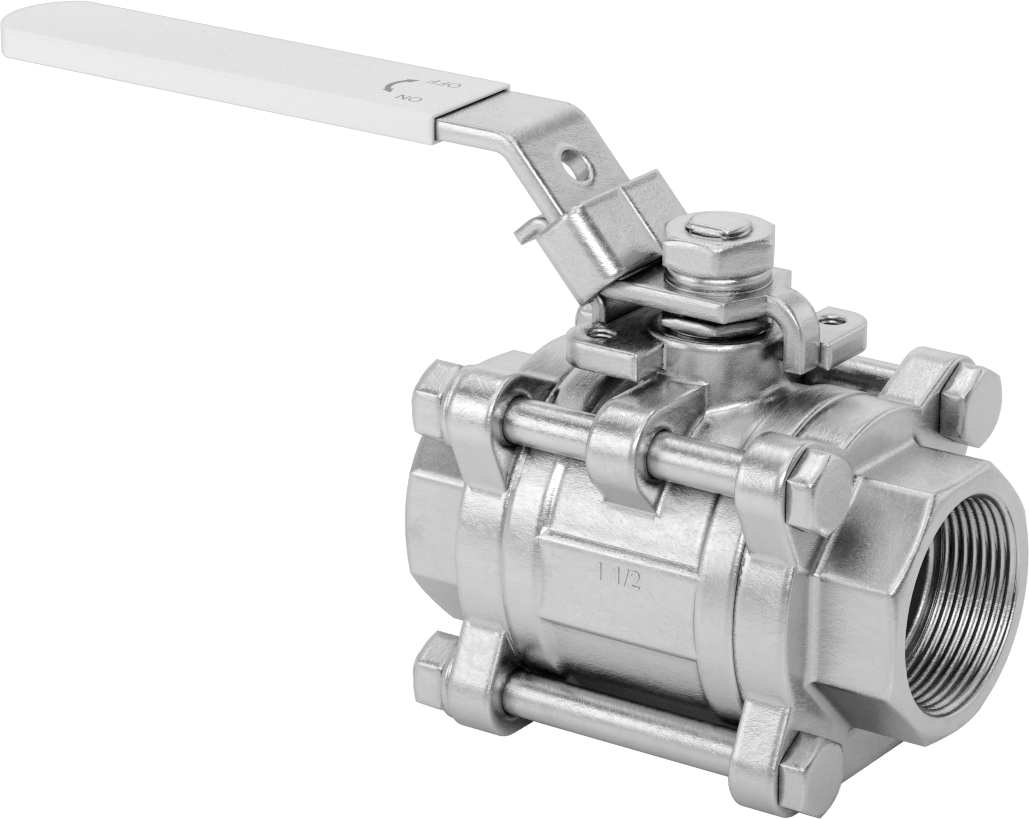 316 Paslanmaz Çelik Kolay Bakımlı Açma/Kapama Valfi, Kilitlenebilir Tutamak ile, PTFE Yuvası, 1-1/2 NPT Dişi