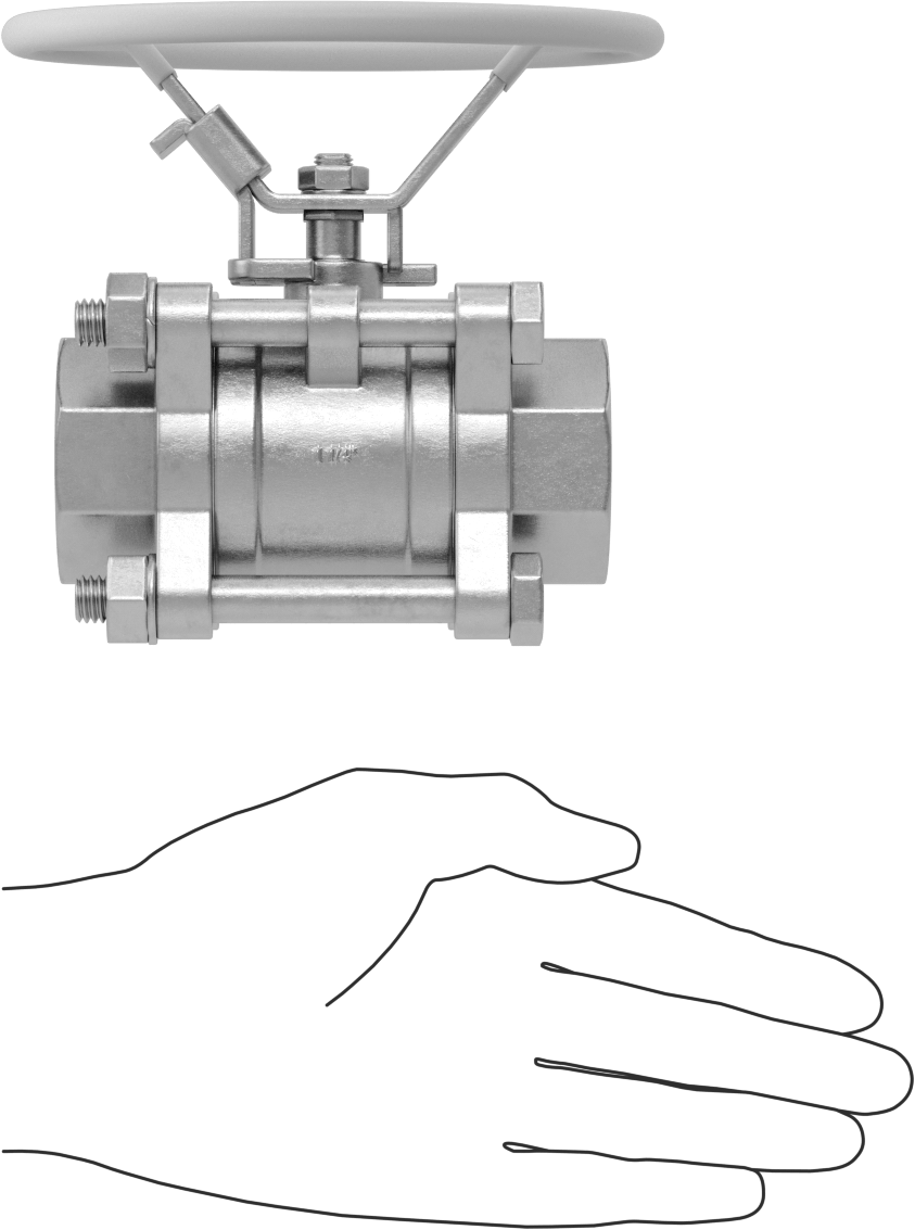 316 Paslanmaz Çelik Kolay Bakımlı Açma/Kapama Valfi, Oval Saplı, PTFE Conta, 1-1/4 NPT Dişi