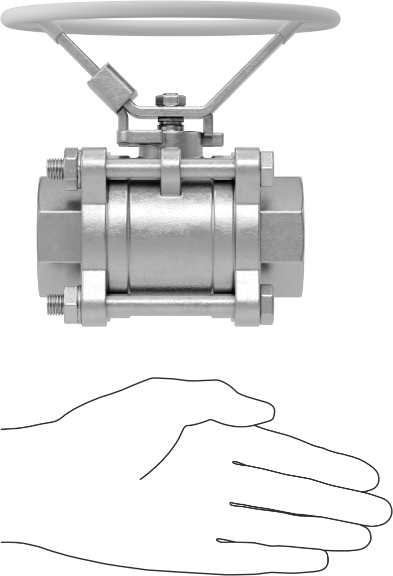 316 Paslanmaz Çelik Kolay Bakımlı Açma/Kapama Valfi, Oval Saplı, PTFE Conta, 1-1/2 NPT Dişi