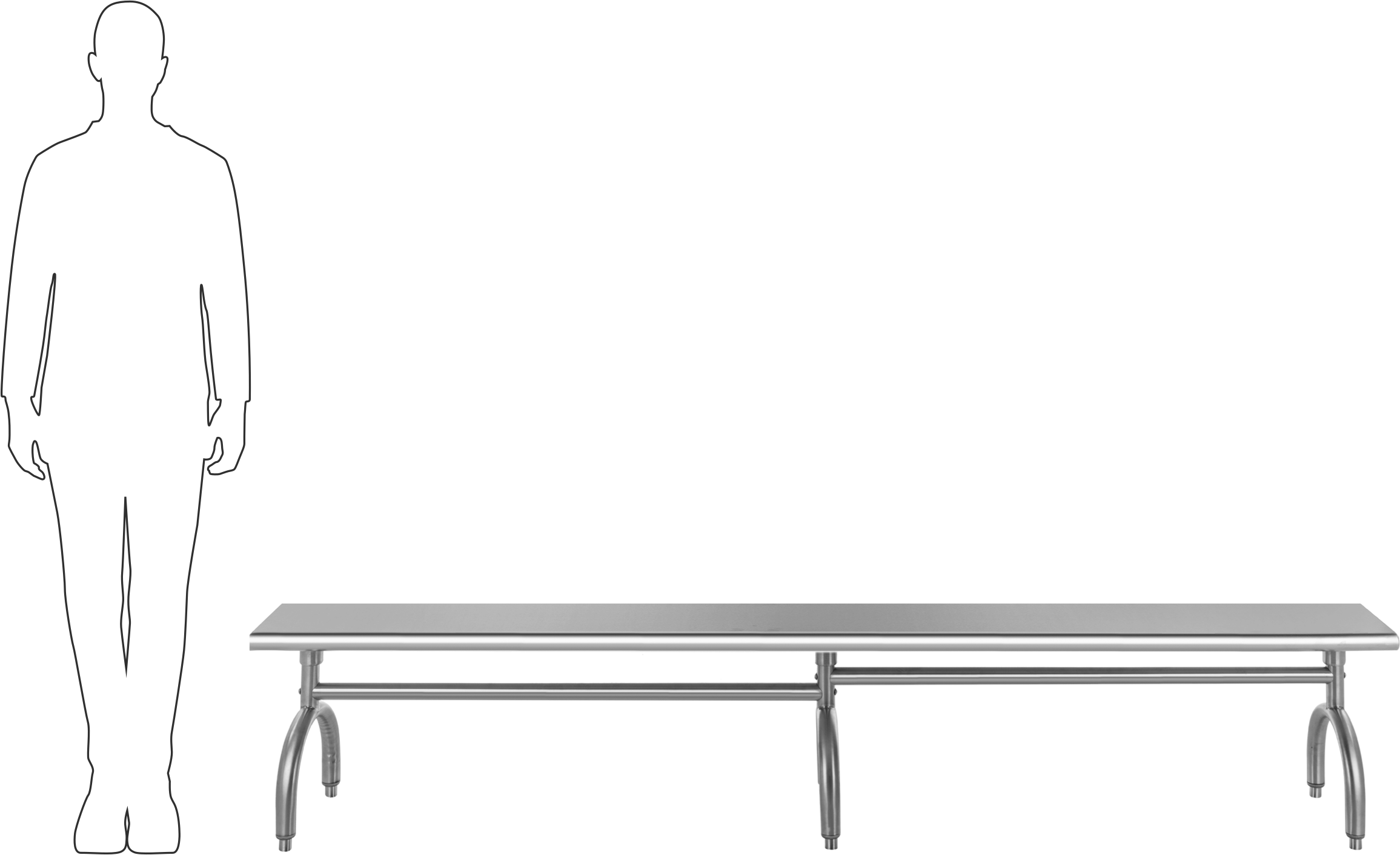 Temiz Oda Tezgahı, Paslanmaz Çelik, 18“ Yükseklik x 96” Genişlik x 12" Derinlik Koltuk