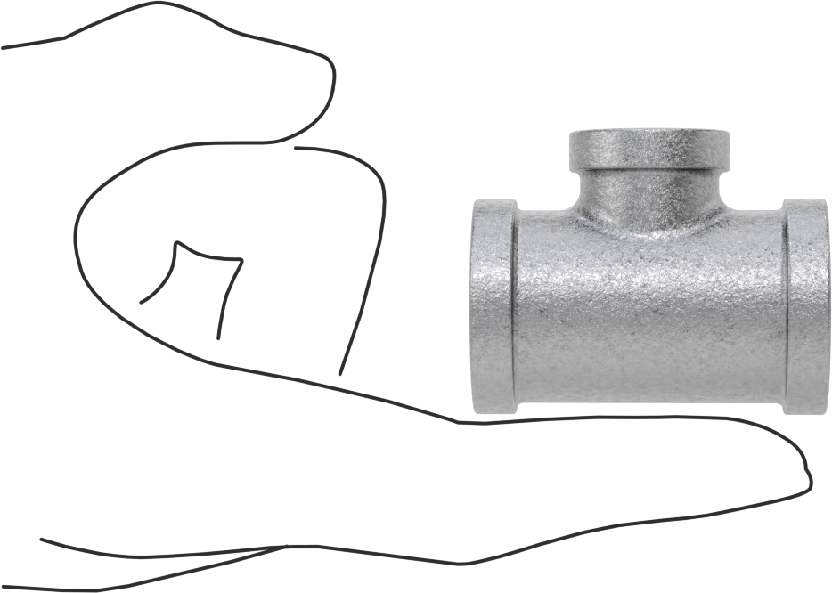 Düşük Basınçlı Boru Bağlantı Elemanı, Galvanizli Demir, Hat Üstü T Redüktör, 1/2 x 1/4 NPT Dişi