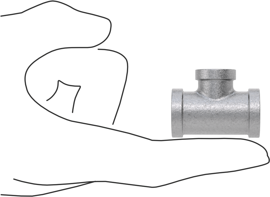 Düşük Basınçlı Boru Bağlantı Elemanı, Galvanizli Demir, Hat Üstü T Redüktör, 1/4 x 1/8 NPT Dişi