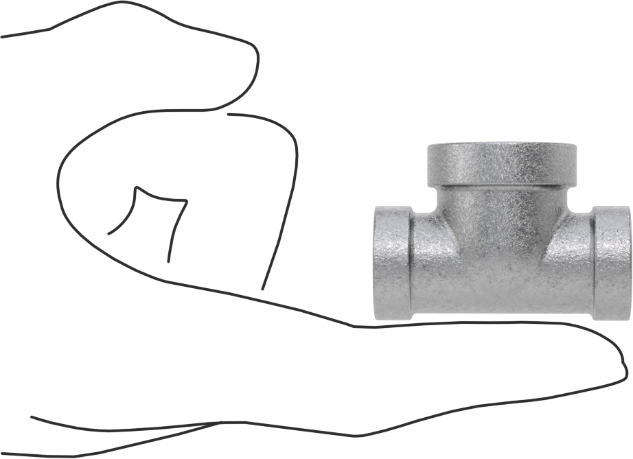 Düşük Basınçlı Boru Bağlantı Elemanı, Galvanizli Demir, Hat Üstü T Redüktör, 1/4 x 3/8 NPT Dişi