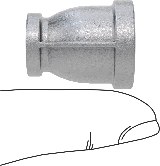 Düşük Basınçlı Boru Bağlantı Elemanı, Galvanizli Demir, Düz Redüktör, 1/4 x 1/8 NPT Dişi