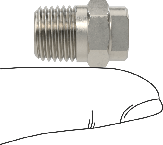 303 Paslanmaz Çelik Buhar Nozulu, 1/4 NPT Erkek, 10 PSI'da 3,6 lbs./saat Kapasite