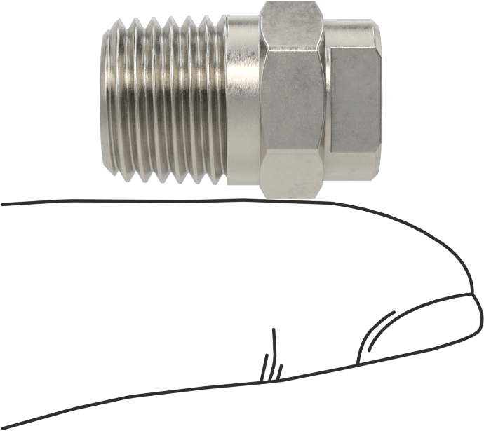 303 Paslanmaz Çelik Buhar Nozulu, 1/4 NPT Erkek, 10 PSI'da 21 lbs./saat Kapasite