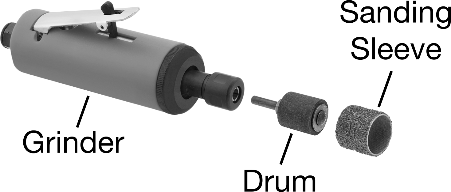 Zımpara Manşonları için Tambur, 1/4" Çaplı Şaft ile, 1/2" Çap, 1/2" Uzunluk