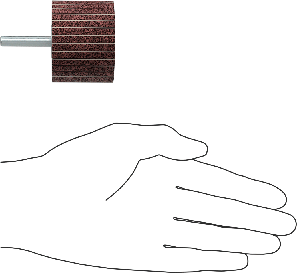1:1 Kumaş - Naylon Hasır Zımpara Kanatlı Tekerlek, Saplı, Yastıklı, Orta, 2 inç Çap, 1-1/2" Genişlik, 120 Kum