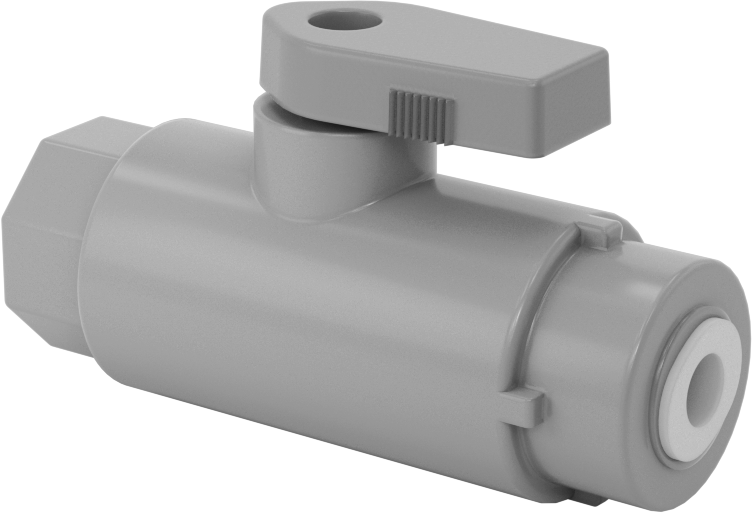 Kimyasallar için Açma/Kapama Vanası, PVC, Adaptör, 1/4" Push-to-Connect x 1/4 NPT Dişi