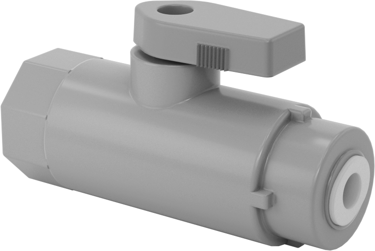 Kimyasallar için Açma/Kapama Vanası, PVC, Adaptör, 1/4" Tak-Çalıştır x 3/8 NPT Dişi