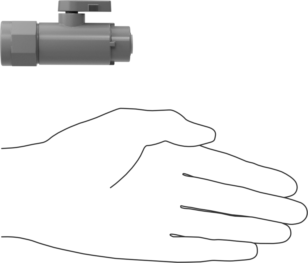 Kimyasallar için Açma/Kapama Vanası, PVC, Adaptör, 1/4" Push-to-Connect x 1/2 NPT Dişi