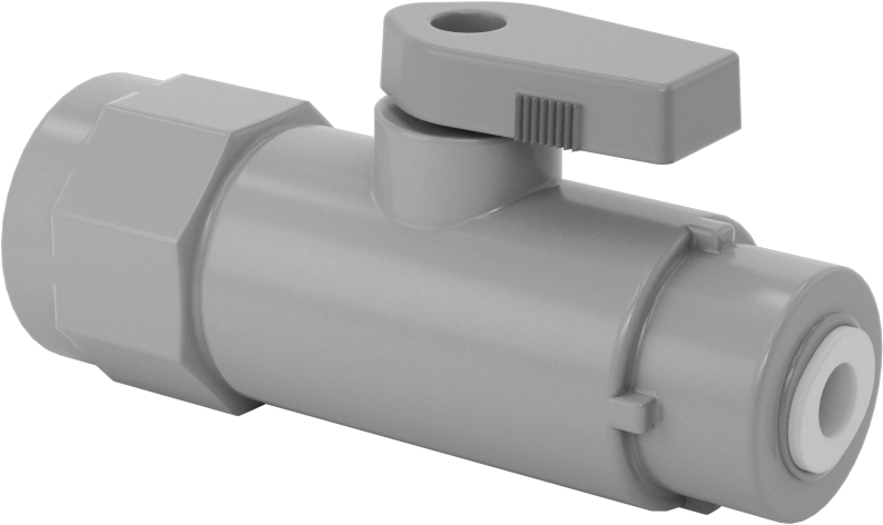 Kimyasallar için Açma/Kapama Vanası, PVC, Adaptör, 1/4" Push-to-Connect x 1/2 NPT Dişi