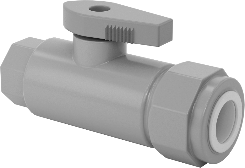 Kimyasallar için Açma/Kapama Vanası, PVC, Adaptör, 1/2" Push-to-Connect x 1/4 NPT Dişi