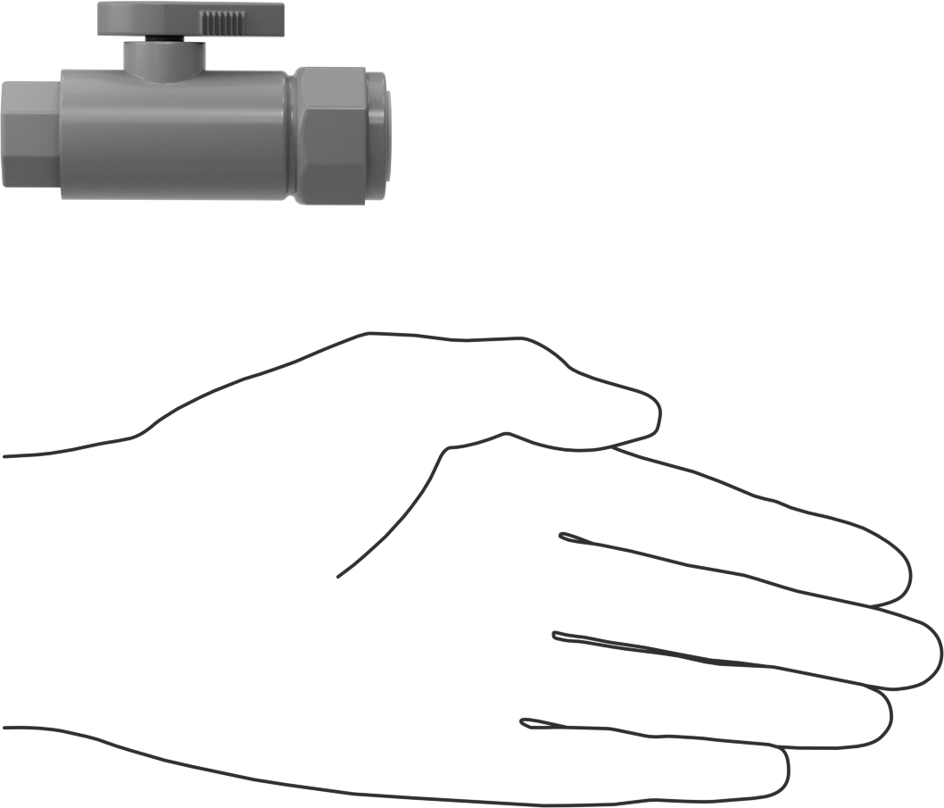 Kimyasallar için Açma/Kapama Vanası, PVC, Adaptör, 1/2" Push-to-Connect x 1/4 NPT Dişi