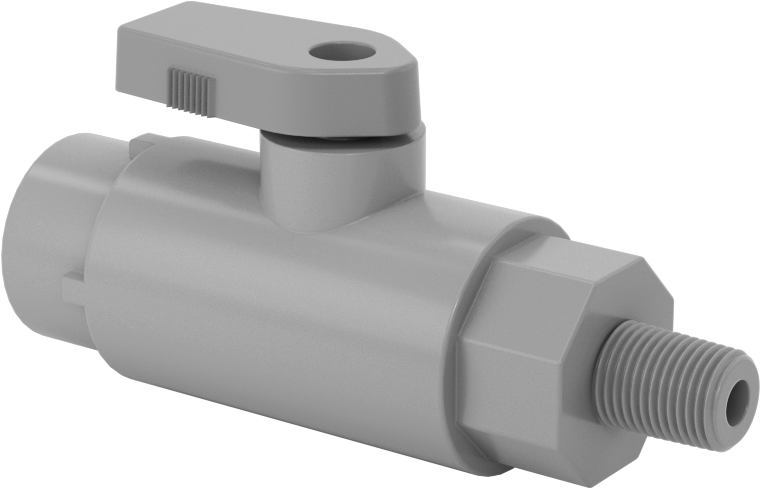 Kimyasallar için Açma/Kapama Vanası, PVC, Adaptör, 1/4" Tak-Çalıştır x 1/8 NPT Erkek