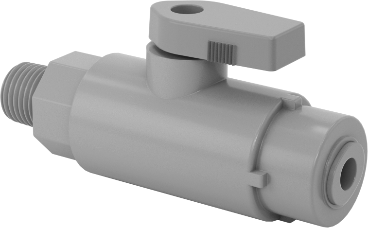 Kimyasallar için Açma/Kapama Vanası, PVC, Adaptör, 1/4" Push-to-Connect x 1/4 NPT Erkek