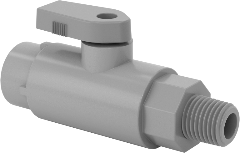 Kimyasallar için Açma/Kapama Vanası, PVC, Adaptör, 1/4" Push-to-Connect x 1/4 NPT Erkek