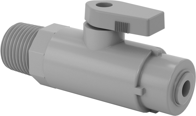 Kimyasallar için Açma/Kapama Vanası, PVC, Adaptör, 1/4" Tak-Çıkar x 1/2 NPT Erkek